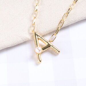 New Kendra Scott Freshwater Cultured Pearl Letter A Necklace Gold